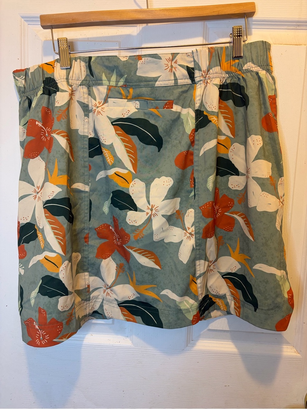 Ripskirt Floral Midi Board Skirt in Sage with Orange & White Blooms - Picture 4 of 4